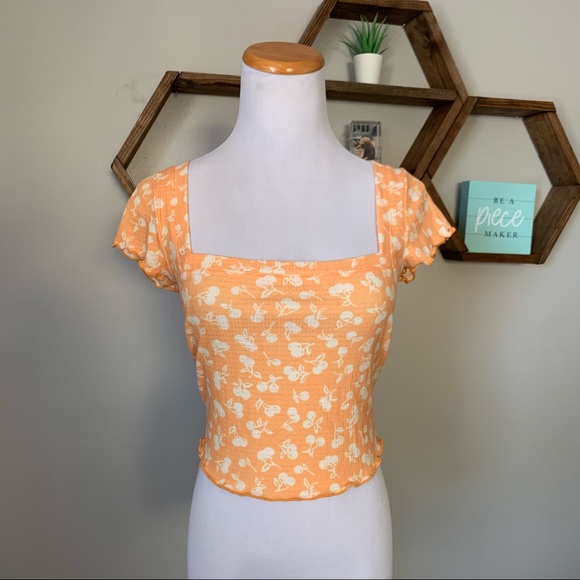 Urban Outfitters Tops - Urban Outfitters orange cherry cropped tee